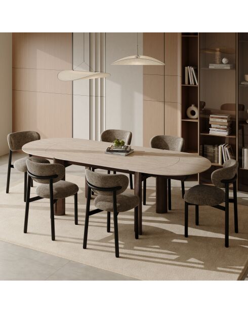 SILVA ausziehbarer Esstisch mit Bronzebeinen in Travertinoptik - 180x90x76 cm