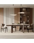 SILVA ausziehbarer Esstisch mit Bronzebeinen in Travertinoptik - 180x90x76 cm