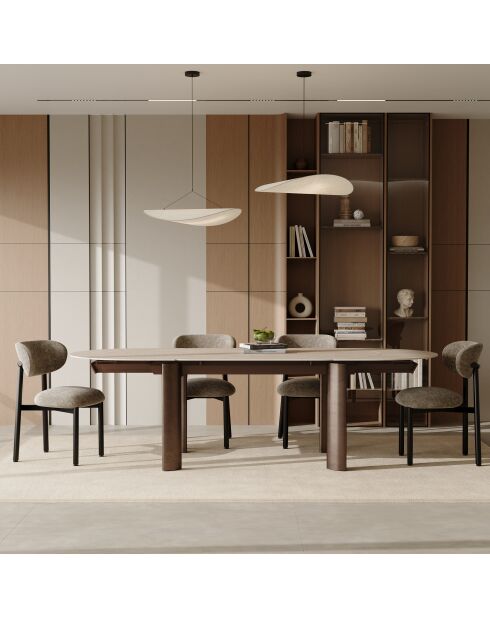 SILVA ausziehbarer Esstisch mit Bronzebeinen in Travertinoptik - 180x90x76 cm