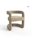 Set de 2 sillas KLAY de terciopelo trenzado color topo - 53x61x71 cm