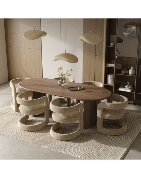 Lot de 2 chaises KLAY velours tramé taupe - 53x61x71 cm