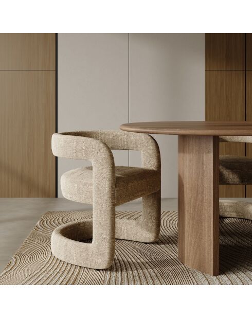 Lot de 2 chaises KLAY velours tramé taupe - 53x61x71 cm