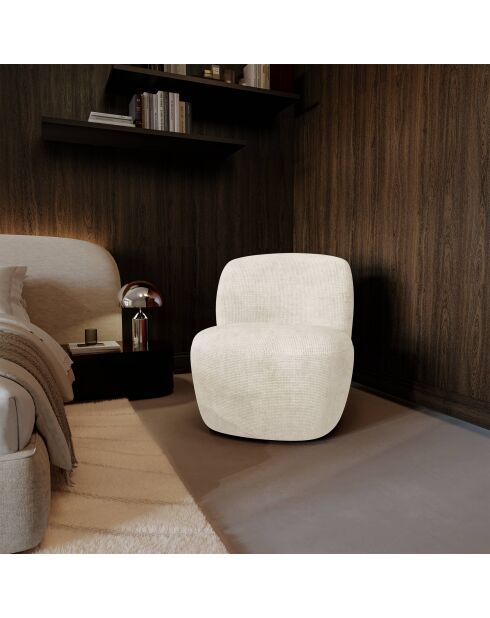 IVY draaistoel in crème geweven fluweel - 65x68x73 cm