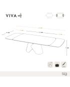 VIVA uitschuifbare tafel met travertijnlook bronzen voet - 160x90x76 cm
