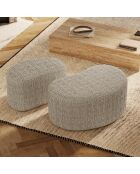 OVO Sitzhocker, 60 cm, aus geflochtenem Samt, 60 x 38 x 38 cm, taupefarben