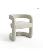 Set van 2 stoelen KLAY crème geweven fluweel - 53x61x71 cm