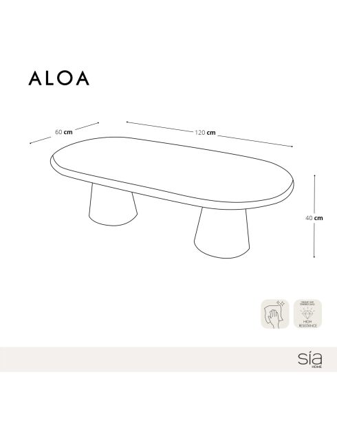 Table basse ALOA noyer - 120x60x40 cm