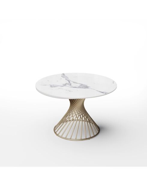 MOON ausziehbarer Keramiktisch mit weißem Carrara-Marmoreffekt und goldenen Beinen — 120 — 180x120x76 cm