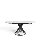 MOON ausziehbarer Keramiktisch mit weißem Marmoreffekt und schwarzen Beinen - 120 - 180x120x76 cm