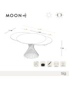 MOON ausziehbarer Keramiktisch mit weißem Marmoreffekt und schwarzen Beinen - 120 - 180x120x76 cm