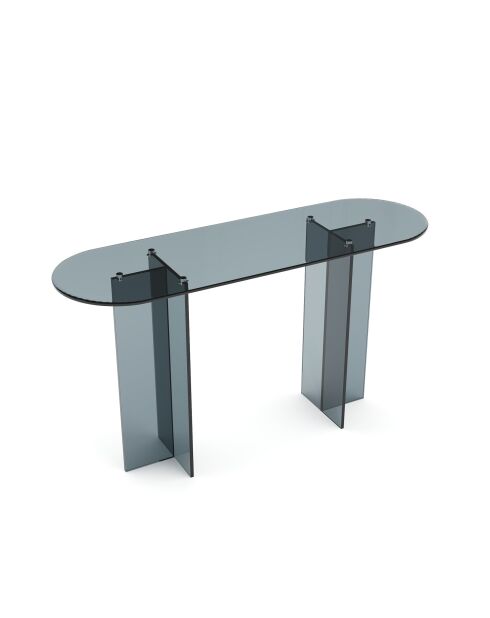 SIENNA graue Glaskonsole - 120x35x75 cm