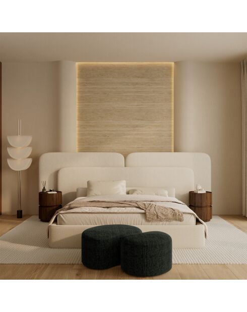 OVO Ottoman 80cm zwart geweven fluweel - 80x52x36 cm