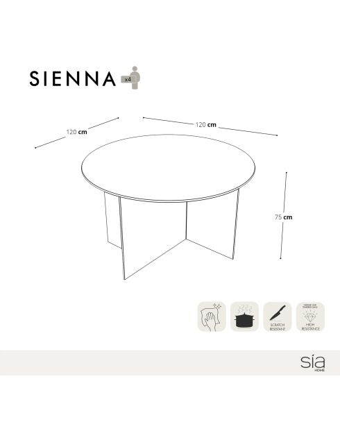 Table à manger SIENNA en verre transparent - 120x120x75 cm