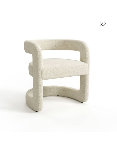 Set van 2 stoelen KLAY bouclette cream - 53x61x71 cm