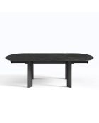 SILVA ausziehbarer Esstisch aus schwarzem Marmor mit schwarzen Beinen - 180x90x76 cm