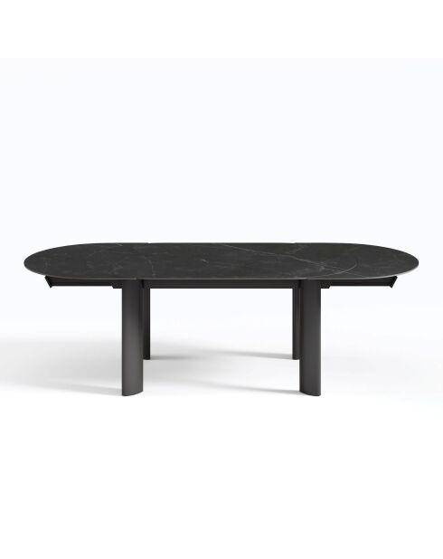 SILVA ausziehbarer Esstisch aus schwarzem Marmor mit schwarzen Beinen - 180x90x76 cm