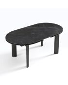 SILVA ausziehbarer Esstisch aus schwarzem Marmor mit schwarzen Beinen - 180x90x76 cm