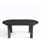 SILVA ausziehbarer Esstisch aus schwarzem Marmor mit schwarzen Beinen - 180x90x76 cm