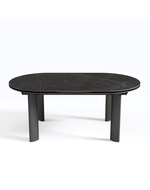 SILVA ausziehbarer Esstisch aus schwarzem Marmor mit schwarzen Beinen - 180x90x76 cm