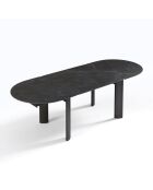SILVA ausziehbarer Esstisch aus schwarzem Marmor mit schwarzen Beinen - 180x90x76 cm