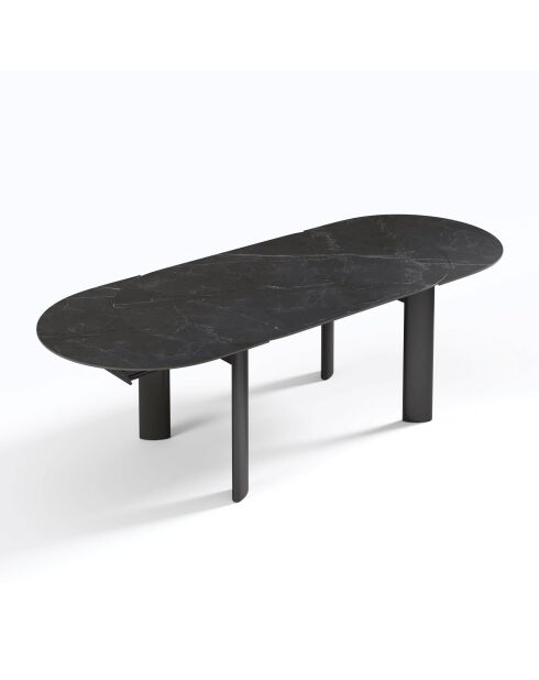 SILVA ausziehbarer Esstisch aus schwarzem Marmor mit schwarzen Beinen - 180x90x76 cm