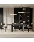 SILVA ausziehbarer Esstisch aus schwarzem Marmor mit schwarzen Beinen - 180x90x76 cm