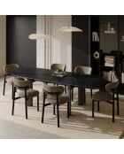 SILVA ausziehbarer Esstisch aus schwarzem Marmor mit schwarzen Beinen - 180x90x76 cm