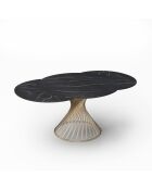 MOON ausziehbarer Keramiktisch mit Carrara-Marmoreffekt und goldenen Beinen — 120 — 180x120x76 cm