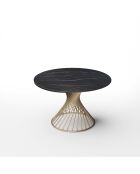 MOON ausziehbarer Keramiktisch mit Carrara-Marmoreffekt und goldenen Beinen — 120 — 180x120x76 cm