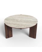 Table basse ELIA céramique aspect travertin - 85x85x40 cm