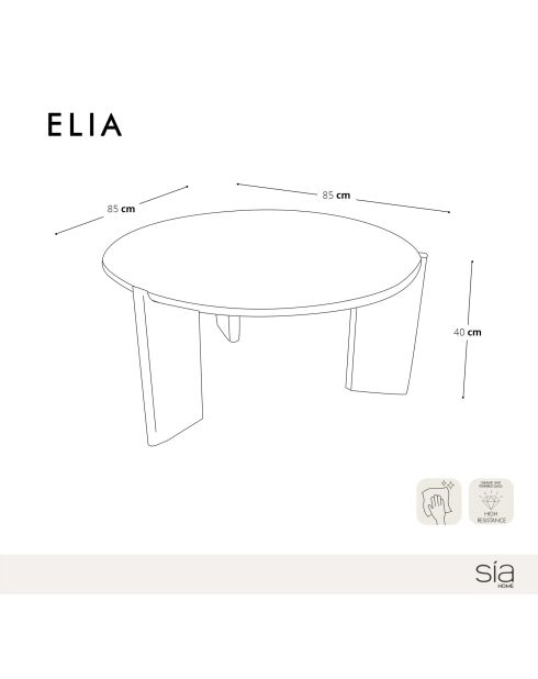 Table basse ELIA céramique aspect travertin - 85x85x40 cm