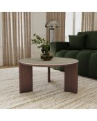 Table basse ELIA céramique aspect travertin - 85x85x40 cm