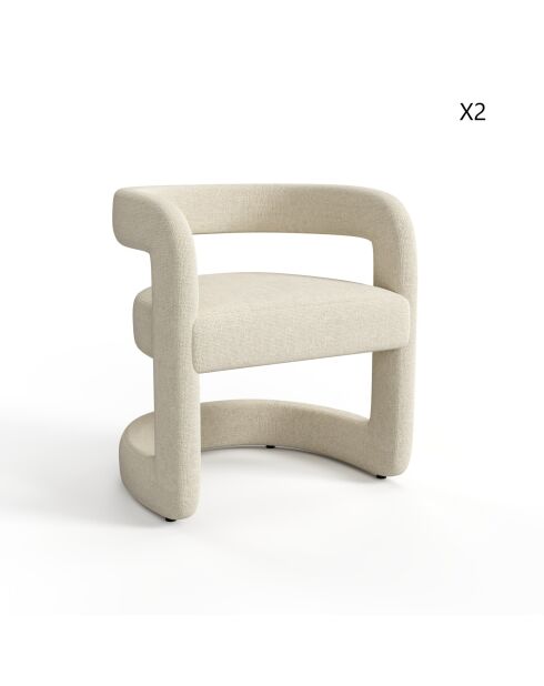 Set van 2 stoelen KLAY crème chenille fluweel - 53x61x71 cm