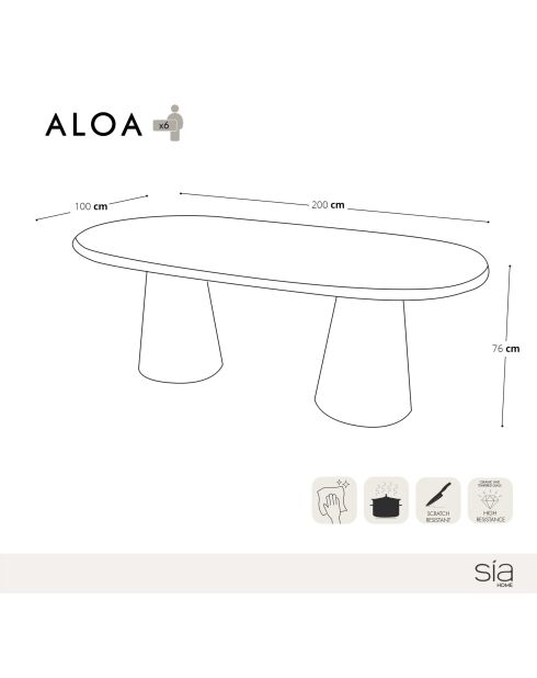 ALOA notenhouten eettafel - 200x100x76 cm