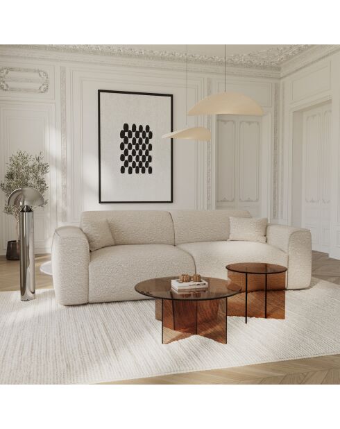 SIENNA Couchtisch aus braunem Glas - 50x50x45 cm