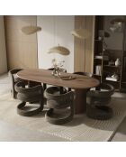 Set de 2 sillas KLAY expresso de terciopelo trenzado marrón - 53x61x71 cm