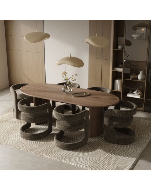 Set de 2 sillas KLAY expresso de terciopelo trenzado marrón - 53x61x71 cm