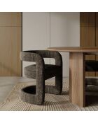 Set de 2 sillas KLAY expresso de terciopelo trenzado marrón - 53x61x71 cm