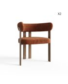 Lot de 2 petits fauteuils OREN velours gaufré terracotta - 60x56x74 cm