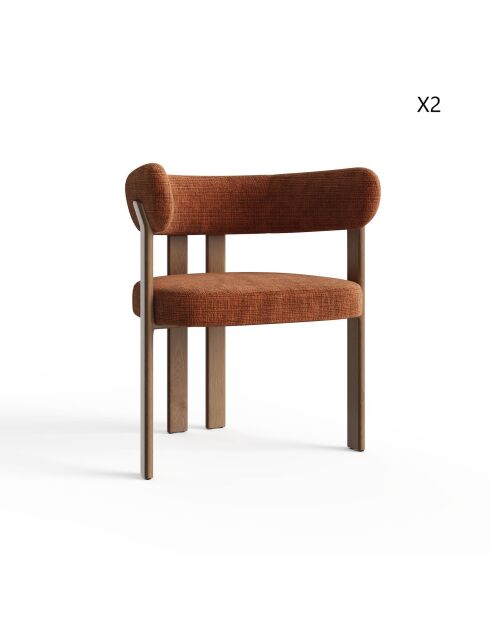 Lot de 2 petits fauteuils OREN velours gaufré terracotta - 60x56x74 cm