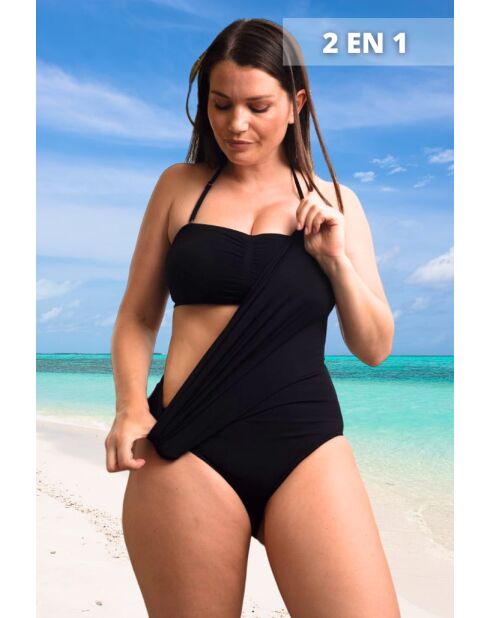 Maillot de bain 2en1 sans couture multiposition noire