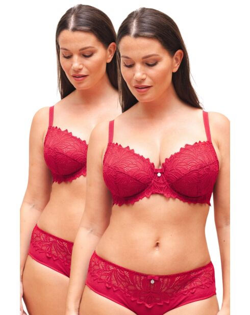 2 rote Rosana-BHs ohne Bügel