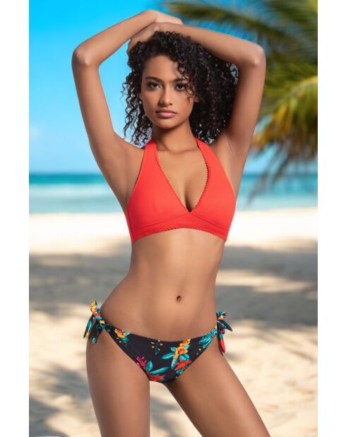 Pantalones de baño menstrual negros con estampado Hawai