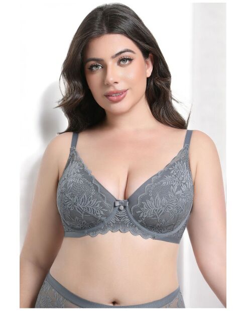 Sujetador Meline gris con aros de talla grande