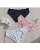 3 braguitas mezclan colores Emilie rosa/negro/marfil