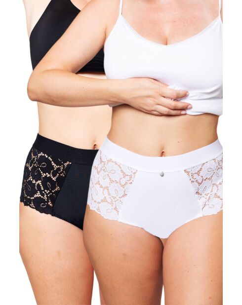 2 Culottes hautes betty noir/blanc