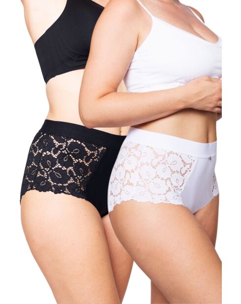 2 Culottes hautes betty noir/blanc