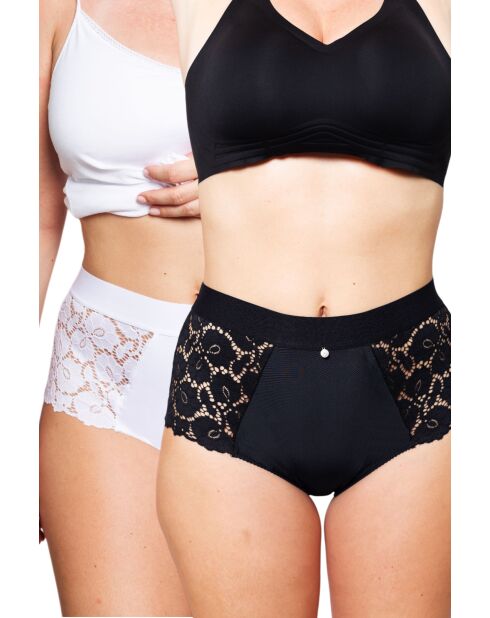 2 Culottes hautes betty noir/blanc