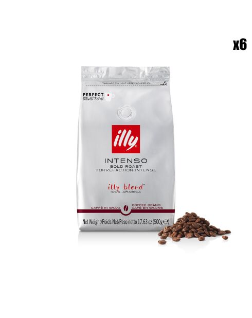 6 confezioni da 500 g di chicchi di caffè intenso