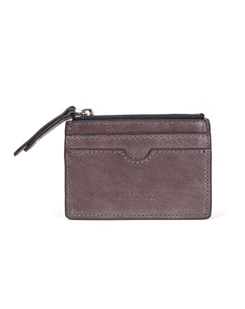 Porte-cartes et Porte-monnaie en Cuir Anyssa A palissandre - 10,5x7,5x0,2 cm